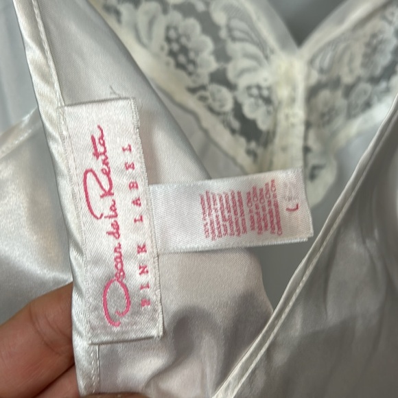 Oscar De La Renta White Lace Chest Maxi Slip size L - Picture 7 of 10